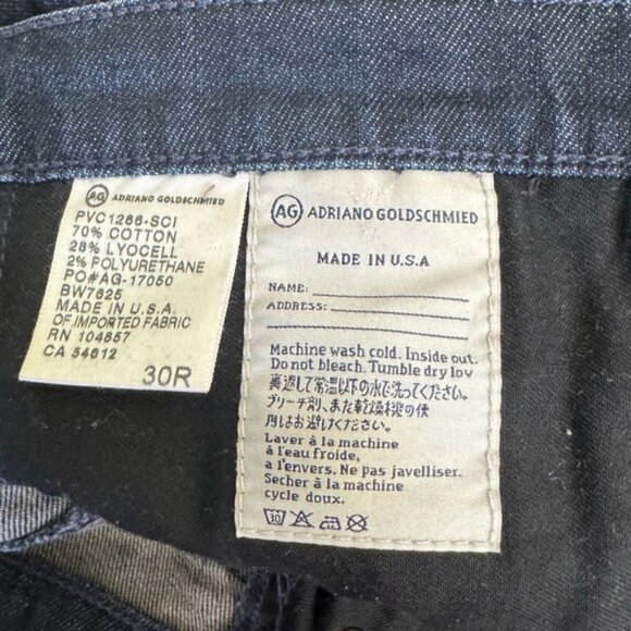 AG ADRIANO GOLDSCHMIED The Stevie Slim Straight Jeans Denim Zip Pocket Cotton 30 - Picture 11 of 16